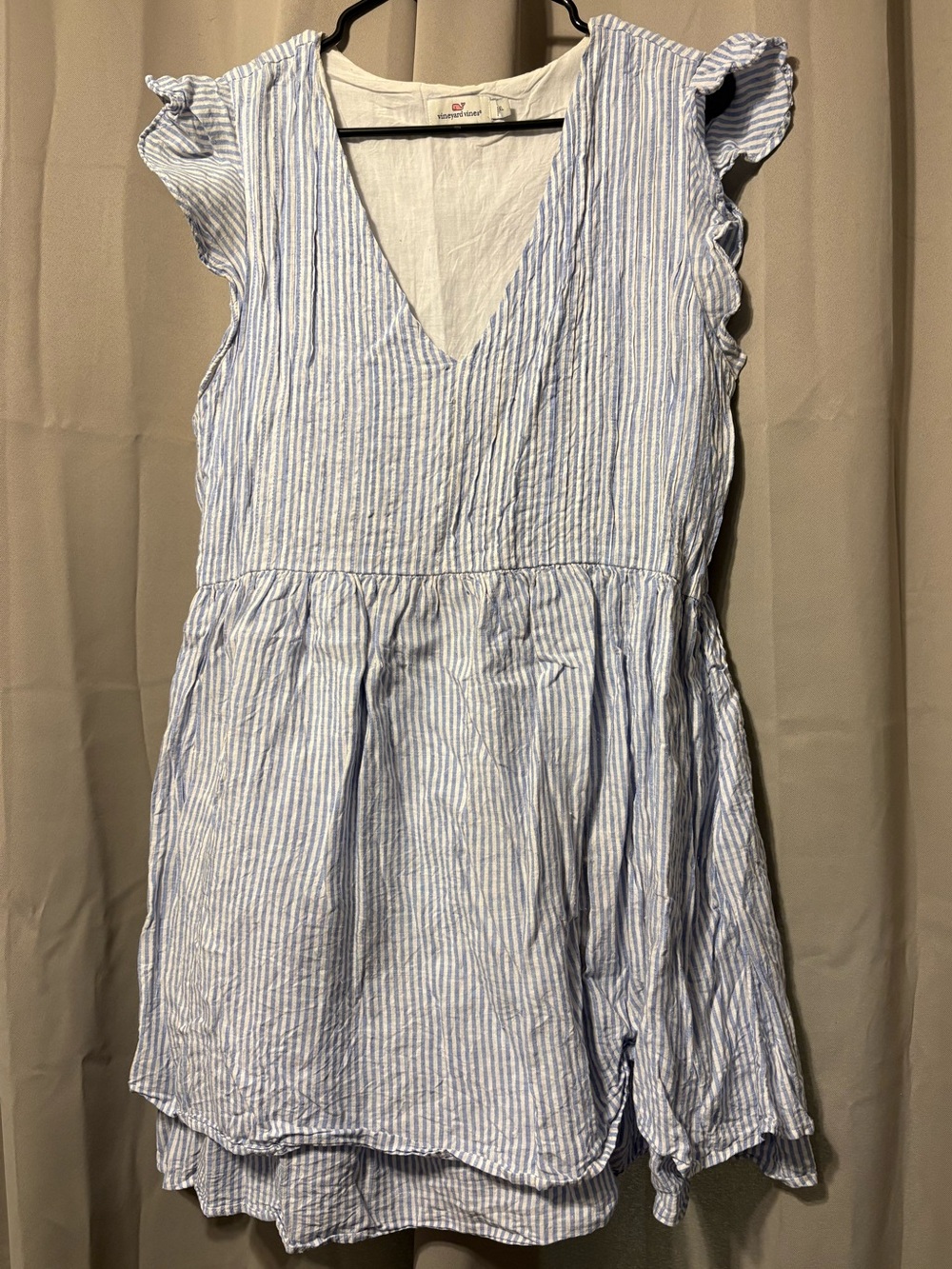 Vineyard Vines blue and white striped linen dress